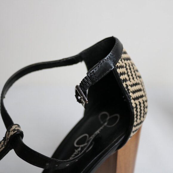 Jessica Simpson Peep Toe Wooden Platform Block Heels Size 8.5 - Picture 10 of 12